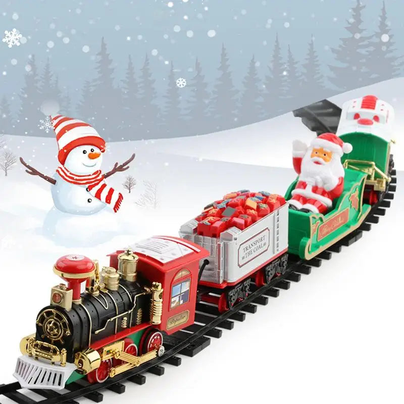 Statische raamsticker met flockprint (28 x 34 cm) Kersttrein Rood