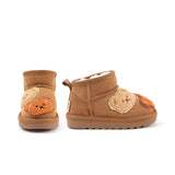 Mini Fashion - Suède Bruin Enkellaars met Beren