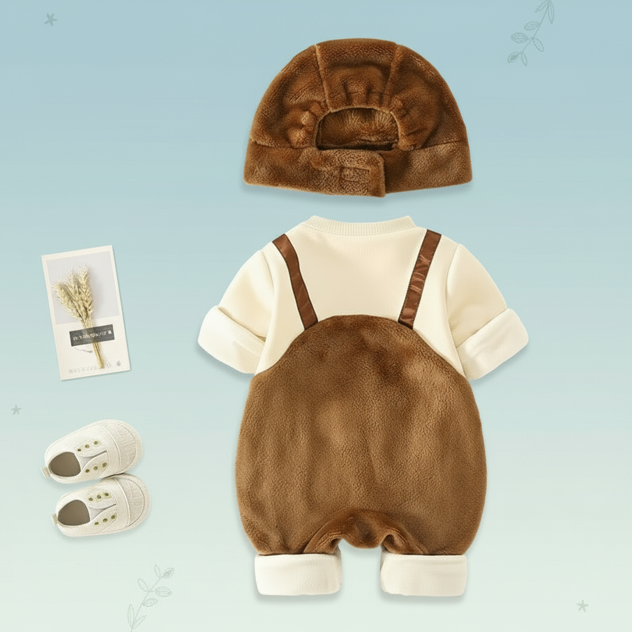 MiniSnow – Knus & Beschermend – Pluche Romper & Muts