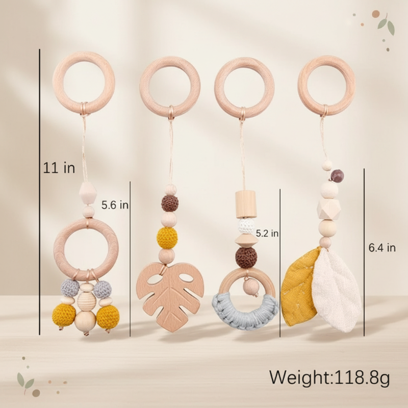 Wooden Baby Rattle Toy – Sensorisch & Veilig – Baby Gym