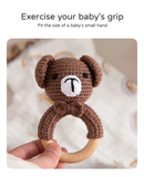 CuddleRattle – Zacht & Speels – Gehaakte Baby Rammelaar met Houten Ring
