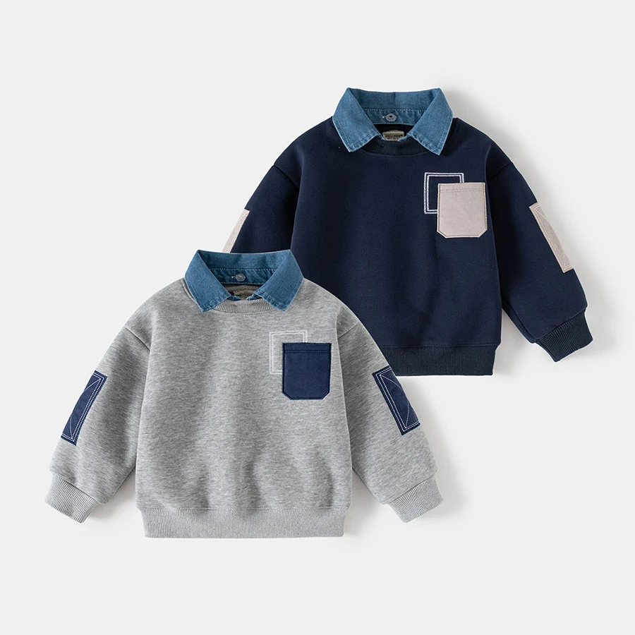 CoolJunior – Warm & Stijlvol – Jongens Trui met Denim Kraag
