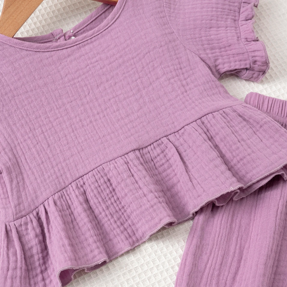 SoftCharm – Elegant & Comfortabel – Meisjes Set met Ruffle Top en Lange Broek