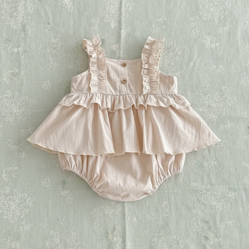 TinyBloom – Schattig & Zacht – Baby & Peuter Jurkje met Ruches