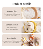 CuddleRattle – Zacht & Speels – Gehaakte Baby Rammelaar met Houten Ring