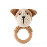 CuddleRattle – Zacht & Speels – Gehaakte Baby Rammelaar met Houten Ring