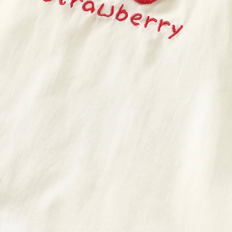 BerryBloom – Lief & Comfortabel – Meisjes Jurk met Aardbei en Konijntje Patch