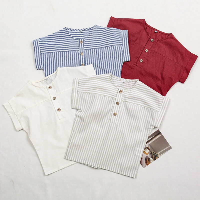 LittleClassic – Elegant & Comfortabel – Jongens Linnen Shirt met Knoopdetail