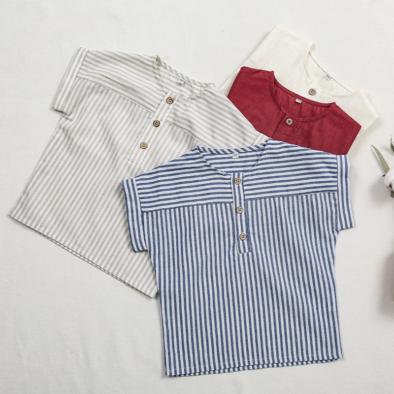 LittleClassic – Elegant & Comfortabel – Jongens Linnen Shirt met Knoopdetail