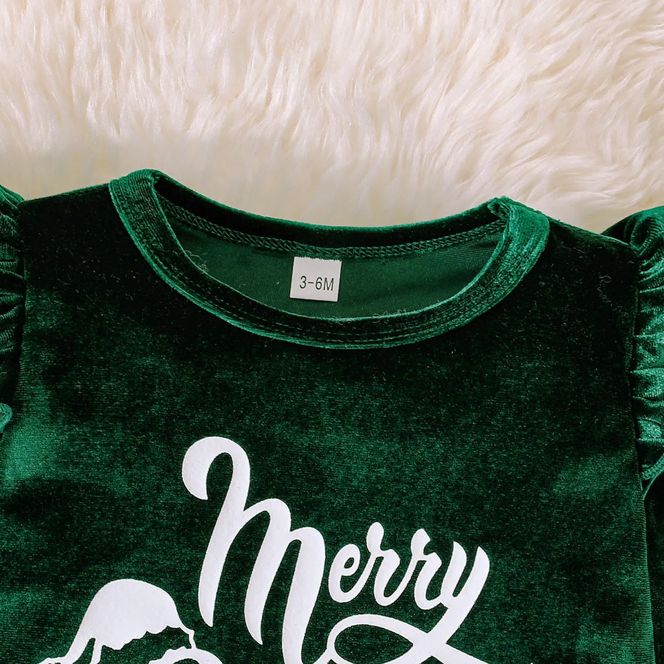 SantaBaby – Vrolijk & Knus – Baby 3 stuks Kerstset met Romper, Flared Broek en Hoed
