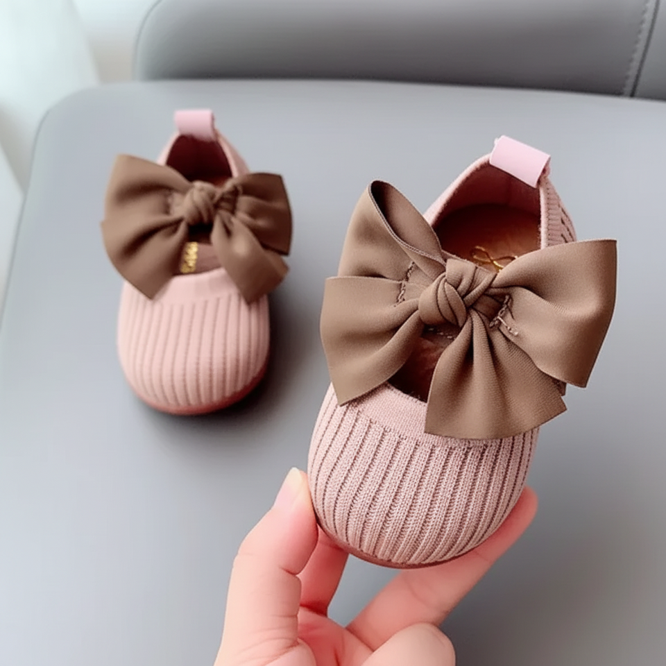 SweetBow – Lief & Praktisch – Gebreide Babyschoenen met Vlinderstrik