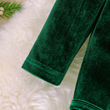 SantaBaby – Vrolijk & Knus – Baby 3 stuks Kerstset met Romper, Flared Broek en Hoed