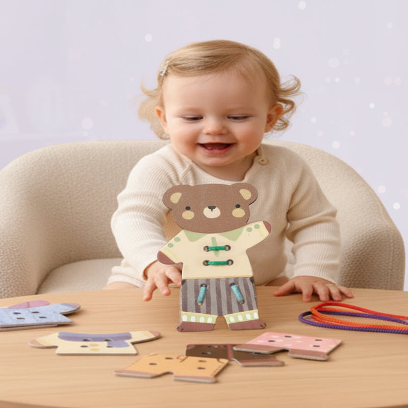 ThreadBear – Schattig & Educatief – Montessori Rijg Speelgoed Beer