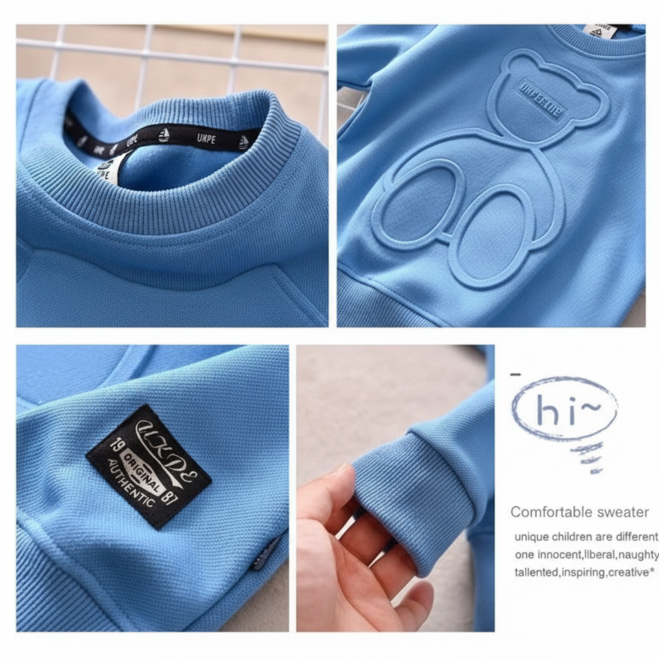 LittleCloud – Comfortabel & Knus – Sweater met 3D Berenmotief