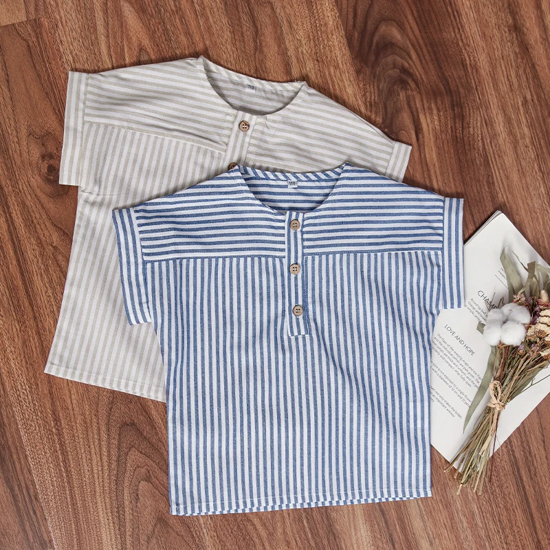 LittleClassic – Elegant & Comfortabel – Jongens Linnen Shirt met Knoopdetail