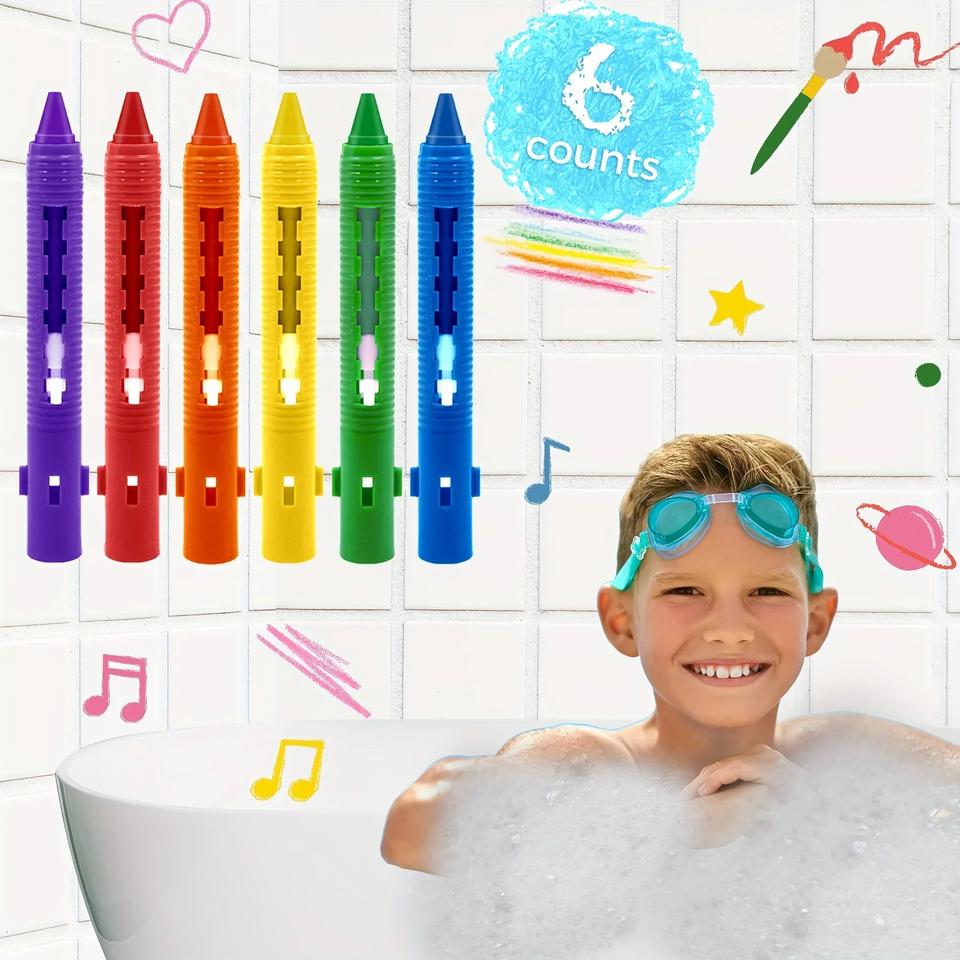 DoodleBath – Kleurrijk & Speels – 6-Delige Badkrijtjes Set