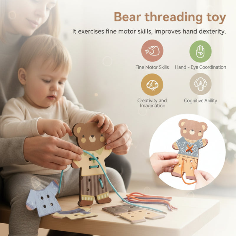 ThreadBear – Schattig & Educatief – Montessori Rijg Speelgoed Beer
