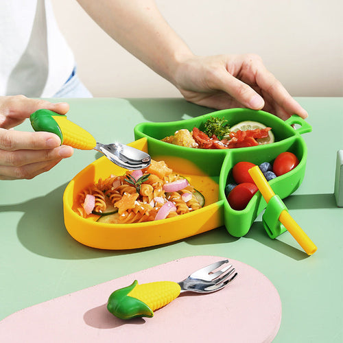 MiniMeal – Veilig & Antislip – Siliconen Peuterbord Set met Bestek