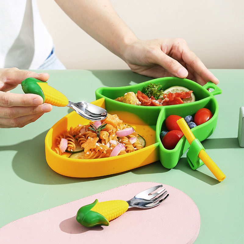 MiniMeal – Veilig & Antislip – Siliconen Peuterbord Set met Bestek