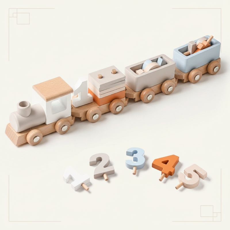 TrainCount –  Klassiek & Educatief – Houten Montessori Trein