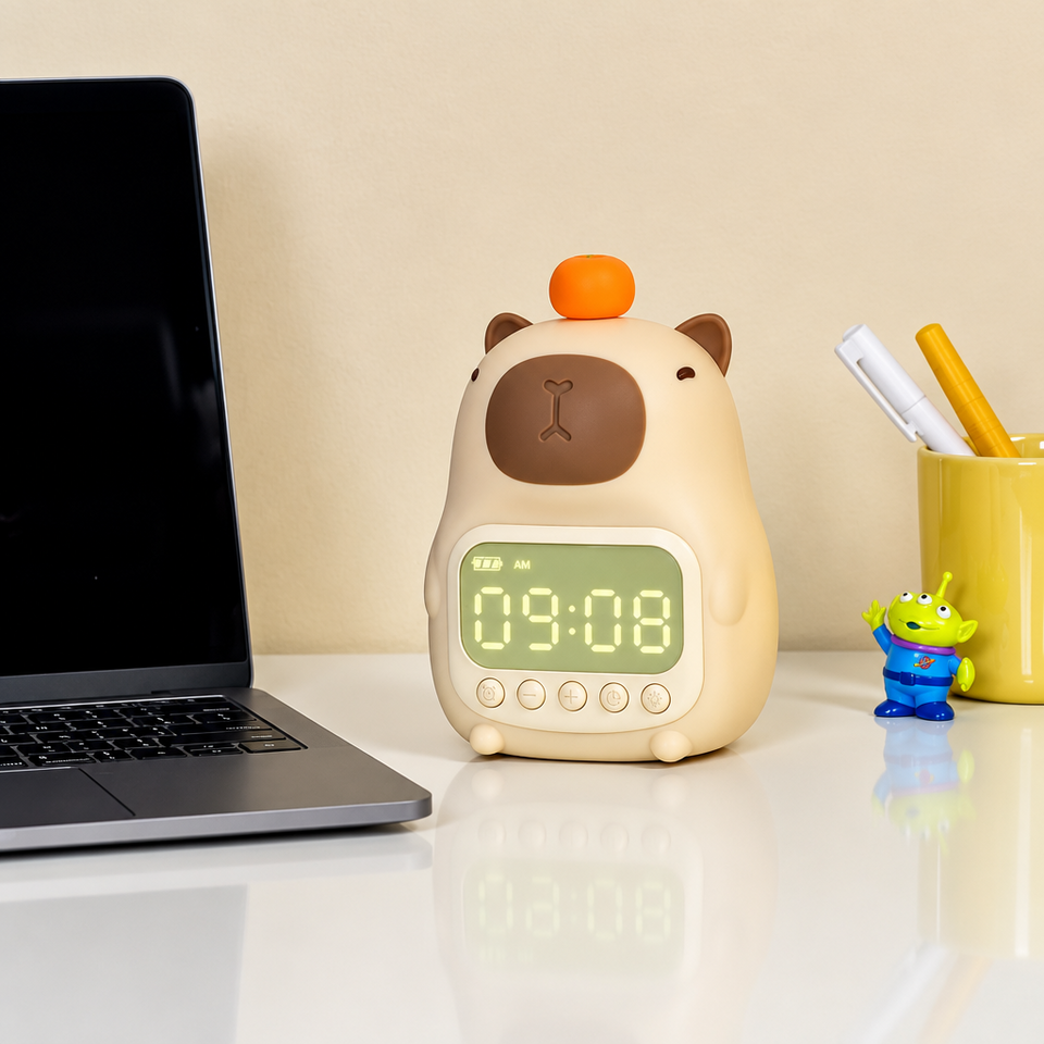 CappyClock – Schattig & Multifunctioneel – Digitale Kinderwekker met Nachtlampje