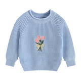 FloraBloom – Zacht & Vrolijk – Kindertrui met Bloemenborduursel
