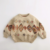LittleRetro – Warm & Stijlvol – Gebreide Kindertrui met Diamantmotief