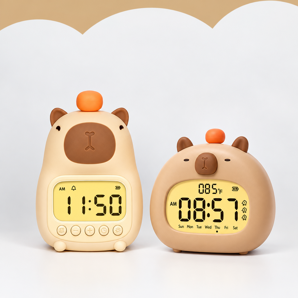 CappyClock – Schattig & Multifunctioneel – Digitale Kinderwekker met Nachtlampje