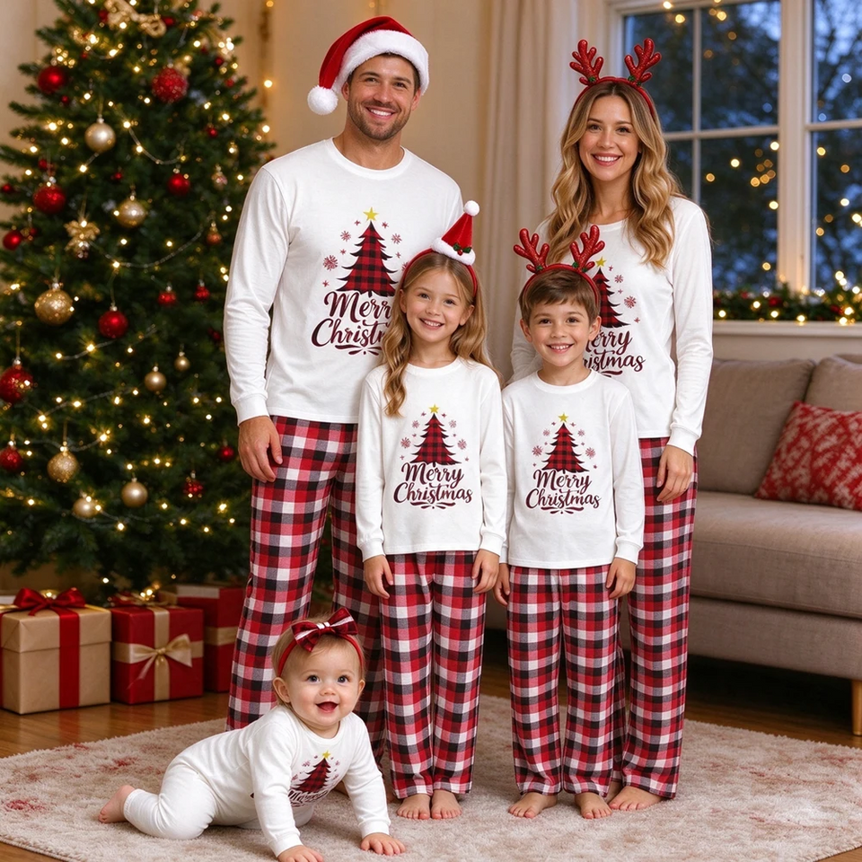 ChristmasHug – Vrolijk & Comfortabel – Familie Kerstpyjama met Kerstboomprint