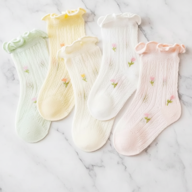 HappyToes – Kleurijk & Schattig – Baby Sokken (Set van 5)