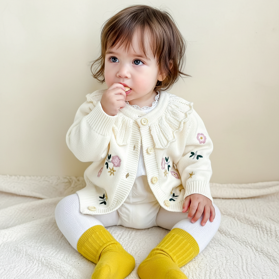 FloraKnit – Warm & Modieus – Gebreid Vestje met Bloemendetails