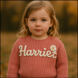 TinyStitch – Gepersonaliseerde Gebreide Naamtrui voor Kinderen