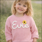 TinyStitch – Gepersonaliseerde Gebreide Naamtrui voor Kinderen