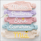 TinyStitch – Gepersonaliseerde Gebreide Naamtrui voor Kinderen