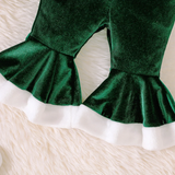 SantaBaby – Vrolijk & Knus – Baby 3 stuks Kerstset met Romper, Flared Broek en Hoed