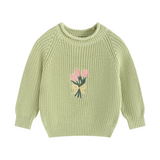 FloraBloom – Zacht & Vrolijk – Kindertrui met Bloemenborduursel