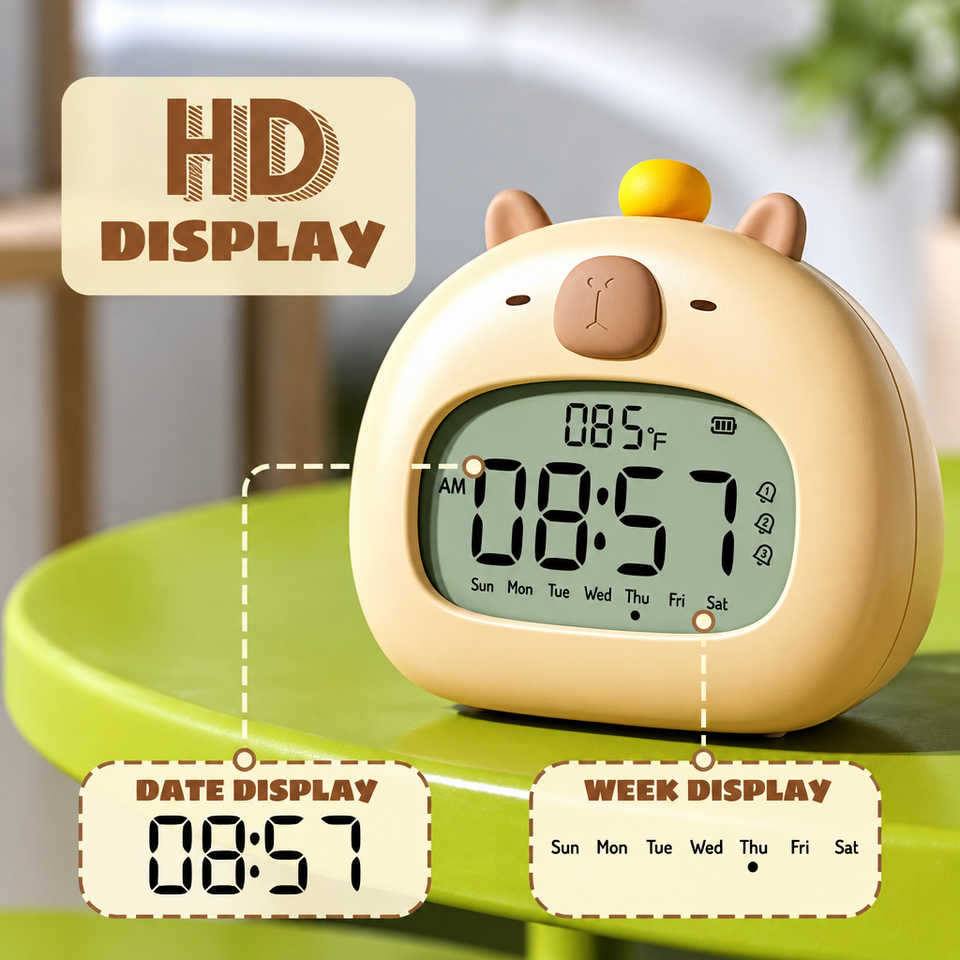 CappyClock – Schattig & Multifunctioneel – Digitale Kinderwekker met Nachtlampje
