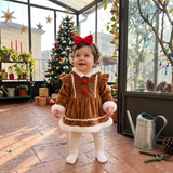 LittleGinger – Warm & Feestelijk – Baby Kerst Jumpsuit met Haarband