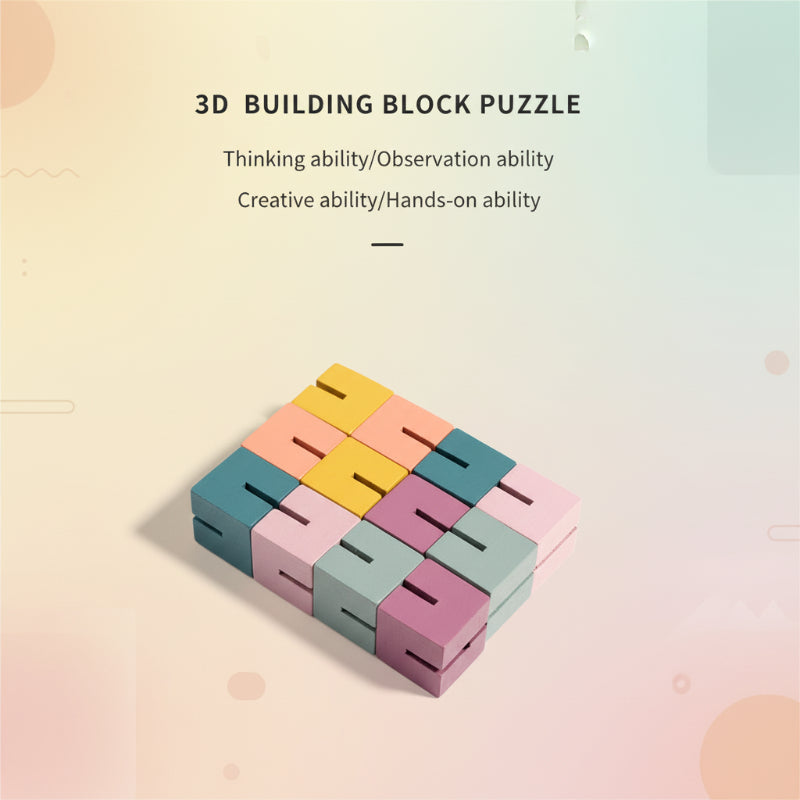 WoodCraft – Uitdagend & Educatief – 3D Houten Bouwblokken Puzzel