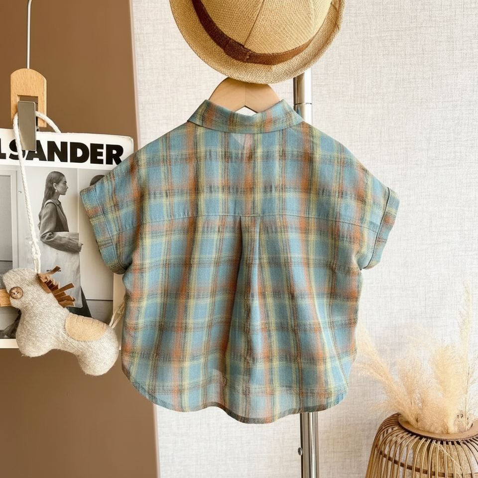 LittleGent – Trendy & Casual – Jongens Set met Geruit Shirt en Korte Broek