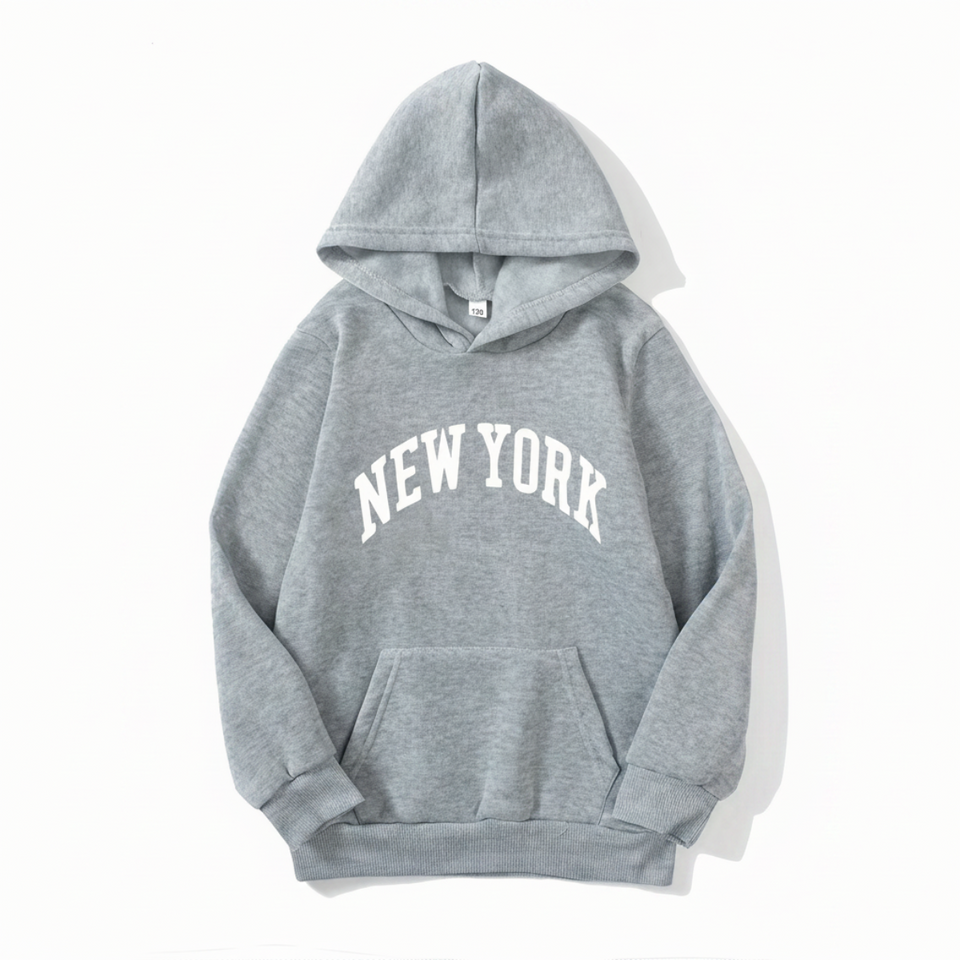 MiniUrban – Gezellig & Stijlvol – Trui met capuchon en Los Angeles/New York-print