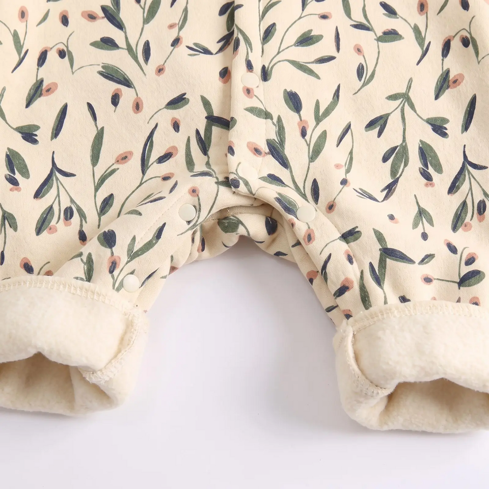 FloraCozy – Zacht & Warm – Baby Meisjes Winterromper met Bloemen