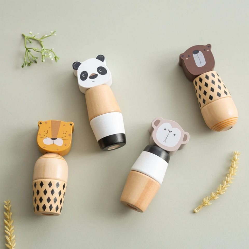 WoodyFriends – Motoriek & Plezier – Houten Dier Stapelspeelgoed