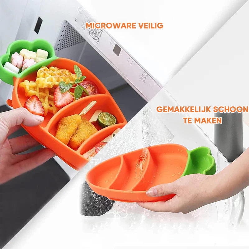MiniMeal – Veilig & Antislip – Siliconen Peuterbord Set met Bestek