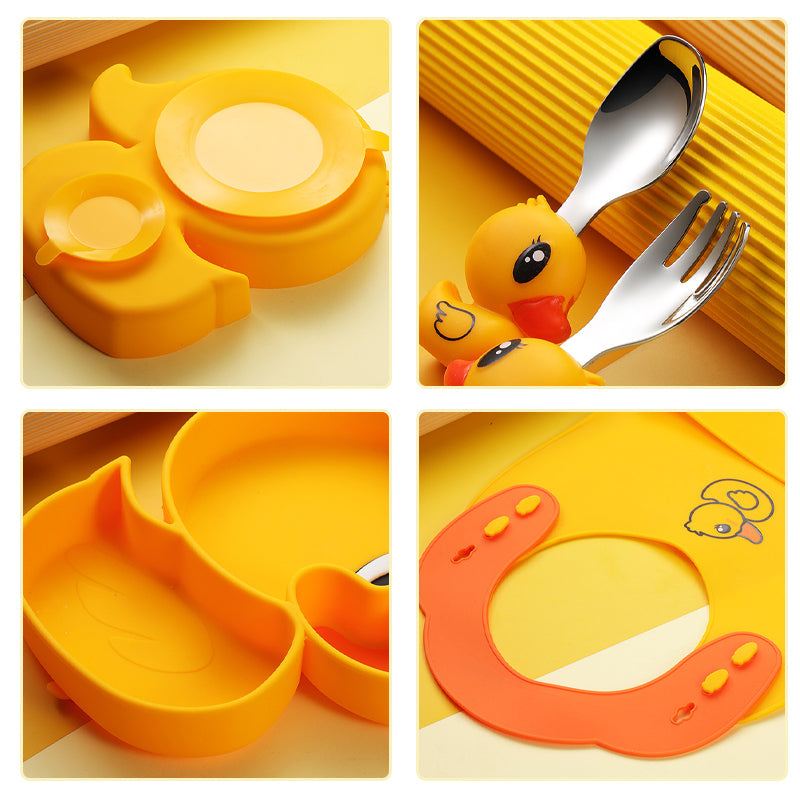 MiniMeal – Veilig & Antislip – Siliconen Peuterbord Set met Bestek