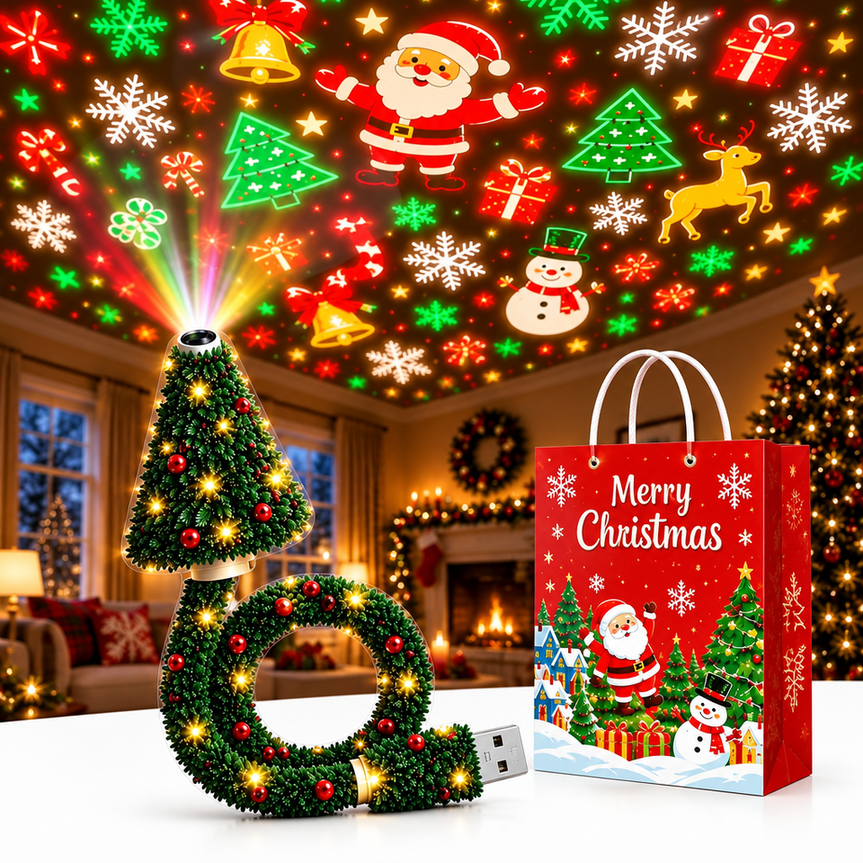 HolidayBeam – Feestelijk & Sfeervol – USB Kerstprojector met Lichtpatronen