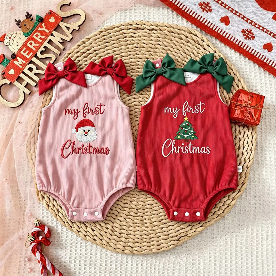 ChristmasCutie – Schattig & Feestelijk – Kerst Romper met Strik