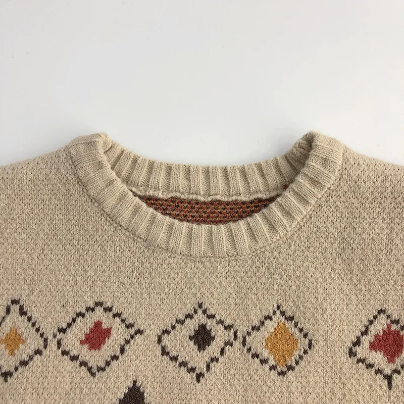LittleRetro – Warm & Stijlvol – Gebreide Kindertrui met Diamantmotief