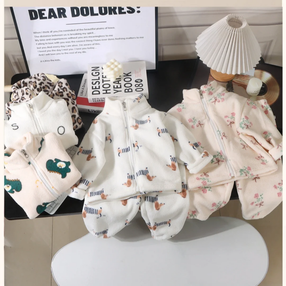 PlushBuds – Warm & Schattig – Pluche Kinder Set met Schattige Prints