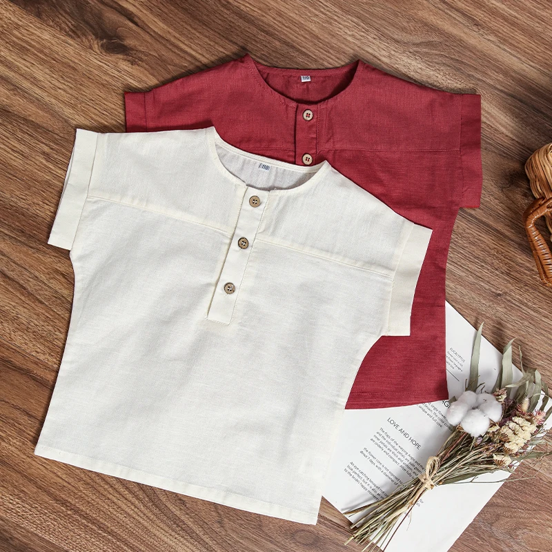 LittleClassic – Elegant & Comfortabel – Jongens Linnen Shirt met Knoopdetail